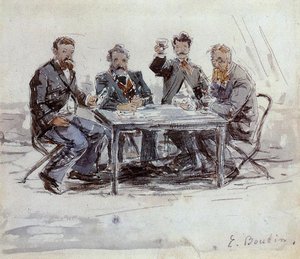 Drinkers On The Farm At Saint-simeon — Eugène Louis Boudin