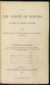 Title Page From The First Edition Of On The Origin Of Species — Charles Robert Darwin, Victorian Natural History