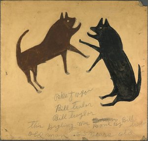 Untitled (dog Fight With Writing) — Bill Traylor, Naive Painting