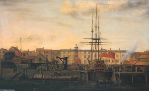 A Dockyard At Wapping — Francis Holman