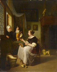 The Poultry Seller (copy After A Panel Of 1672 By Pieter Van Slingelandt) — Willem Van Mieris