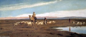Leading The Flock To Pasture — Frederick Goodall