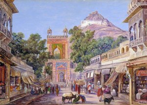 Street In Ajmere And Gate Of The Daghar Mosque — Marianne North