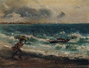 Fisher Boy On The Sea Beach — Anton Romako