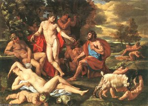 Midas And Bacchus, Oil On Canvas, Pinakothek A — Nicolas Poussin