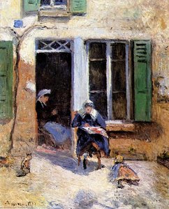 Woman And Child Doing Needlework — Camille Pissarro