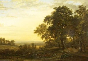 Landscape With Figures On A Road Under Trees And A Distant View — Patrick Nasmyth