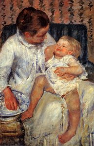 Mother About To Wash Her Sleepy Child — Mary Stevenson Cassatt