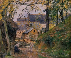 Farm At Montfoucault — Camille Pissarro