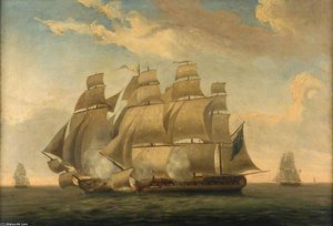 Start Of The Action Between Hms 'magicienne' And 'la Sibylle' — Robert Dodd