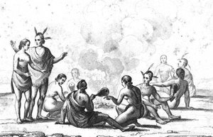 Timucua Indian Women Around Fire — Jacques (de Morgues) Le Moyne