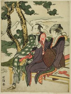 Evening Glow For Date No Yosaku And Seki No Koman — Katsushika Hokusai