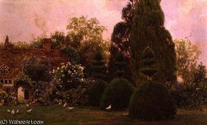 Chickens in a garden