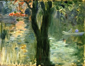 Sunset At The Lake In The Bois De Boulogne — Berthe Morisot