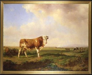 Taureau Dans Un Paysage — Jacques Raymond Brascassat