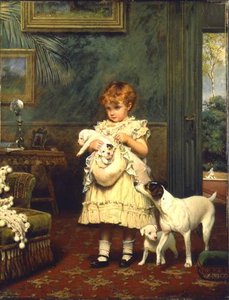 Girl With Dogs - — Charles Burton Barber