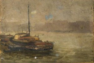A River Scene With A Tug — Sir Alfred James Munnings