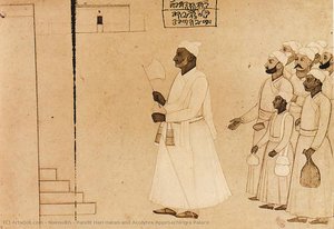 Pandit Hari Haran and Acolytes Approaching a Palace