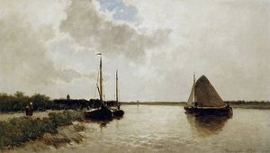 Ships On Canal Sun — Jan Weissenbruch