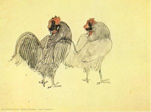 Two Roosters — Pablo Picasso, Post-impressionism