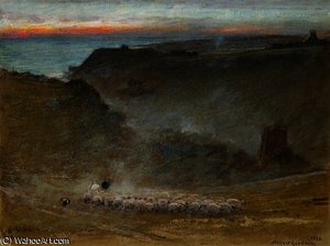 The Hills Over Hastings — Albert Goodwin, Pre-raphaelite