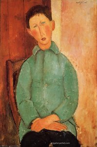 Boy In A Blue Shirt — Amedeo Clemente Modigliani, Expressionist Portrait