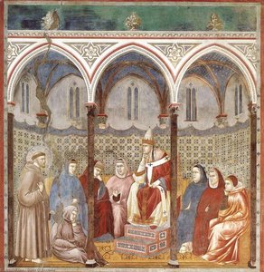 St. Francis Preaching A Sermon To Pope Honorius Iii — Giotto Di Bondone, Proto-renaissance