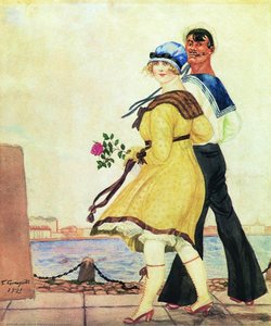 Sailor And His Girl — Boris Mikhailovich Kustodiev, Art Nouveau