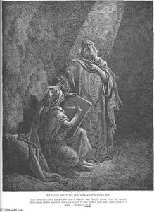 Baruch Writes Jeremiah's Prophecies — Paul Gustave Doré, Romantic Academic Printmaking