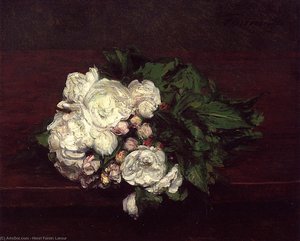 Flowers, White Roses — Henri Fantin-latour, Realism