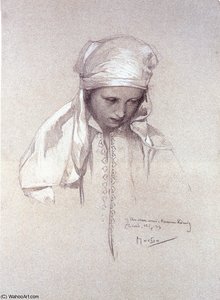 Portrait Of A Girl — Alfons Maria Mucha, Art Nouveau