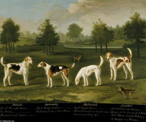 Two Couple Of Hounds In A Park Landscape With Two Terriers — Francis Sartorius Ii (john Francis Sartorius)