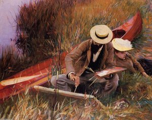 Paul Helleu Sketching His Wife — John Singer Sargent