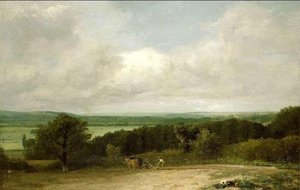 Wooded Landscape With A Ploughman — John Constable, Romantic Landscape Painting
