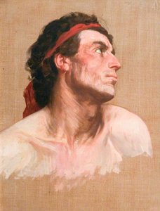 Head Of A Man Looking Upwards And Sideways — Alphonse Legros