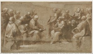 Study For The Disputation Of The Holy Sacrament: Twenty Clerics And Ecclesiastics Discussing — Raphael