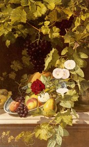 A Still Life With Fruit Flowers And A Vine — Otto Didrik Ottesen