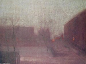 Nocturne Trafalgar Square Chelsea Snow — James Abbott Mcneill Whistler, Aestheticism Tonalism