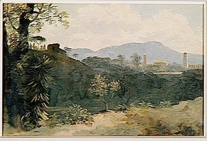 A La Villa Farnese L'arbre Rose — Pierre-henri De Valenciennes, Picturesque Movement