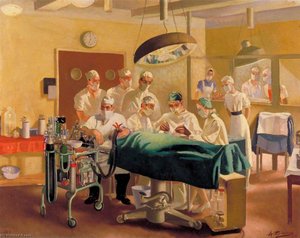 Archibald McIndoe Consultant in Plastic Surgery to the Royal Air Force, Operating at the Queen Victoria Plastic and Jaw Injury Centre, East Grinstead