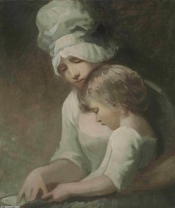 A Mother And Child Reading — George Romney