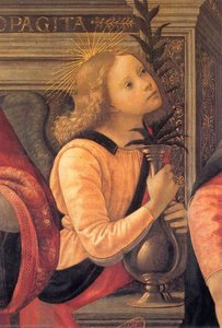 Madonna And Child Enthroned Between Angels And Saints (detail) — Domenico Ghirlandaio