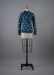 Christian Dior, Blue Root Beer Float Patterned Wool Knit Blend Button Down Shirt — Christian Ernest Dior