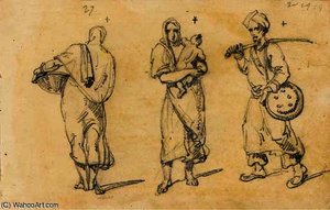 Studies Of Oriental Peasants — George Chinnery, Orientalist Painting