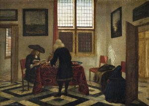 A Man Singing And Another Playing The Viola In An Interior — Pieter Janssens Elinga