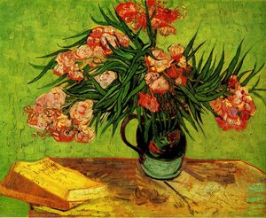 Still Life: Vase With Oleanders And Books — Vincent Willem Van Gogh, Post-impressionism