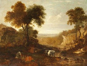 Landscape With Figures And Cattle — Thomas Barker