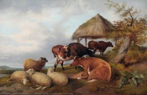 Cattle And Sheep In A Landscape — Edward Henry Corbould