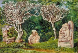 Hindu Idols And Frangipani Trees At Singosari, Java — Marianne North