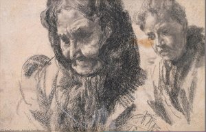 Study Of Two Female Figures — Adolph Von Menzel